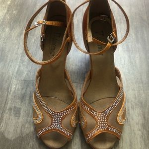Rhinestone Bronze/Nude Ballroom Shoes 9